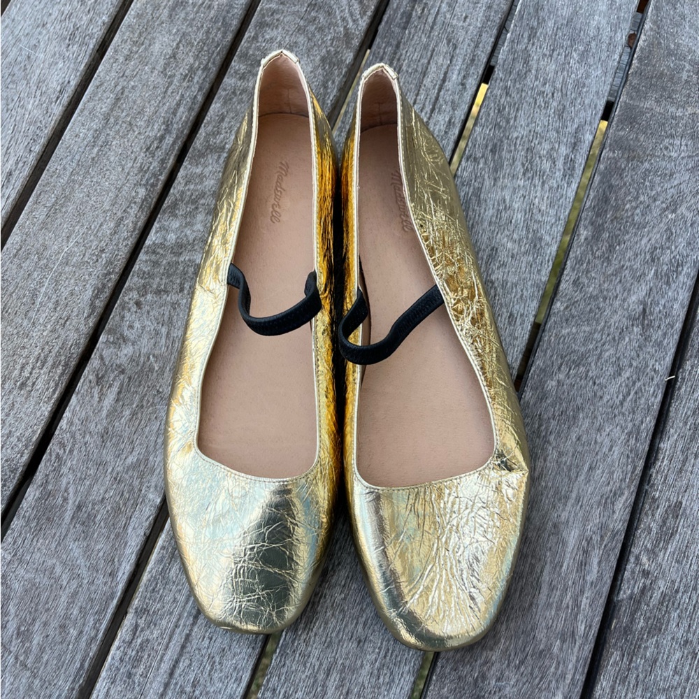 NWOT Madewell Metallic Gold Greta Ballet Flats